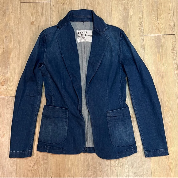 Frank & Eileen Dublin Blazer Blue Denim Jacket XS Cotton Blend Performance - Picture 2 of 6